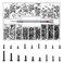 QOOSIKICC 500 Pcs M1.2/M1.4/M2 Laptop Screws, Small Micro Tiny Screws for Electronics, Mini Computer Replacement Screw for Glasses Watch SSD M.2 Hard Drive Repair Screw(Black(N