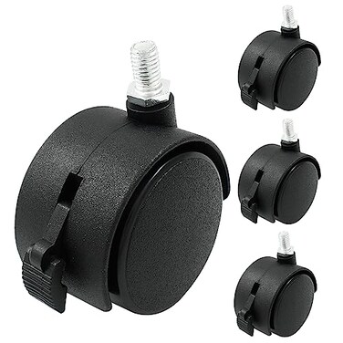 suiwotin 2 Inch Swivel Caster Wheels with Brake, M8 Threaded Stem, 4pcs