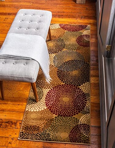 Unique Loom Barista Collection Area Rug - Java (2' x 8' Runner, Beige/Black