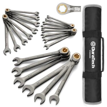 DURATECH Anti-Slip Ratcheting Wrench Set, 22-piece, MetricSAE