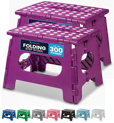 Handy Laundry Folding Step Stool 9 Inch 2-Pack, Purple, Holds 300 lbs