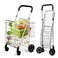 IRONMAX Foldable Grocery Shopping Cart with Adjustable Handle, Sliver