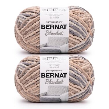 Bernat Blanket Yarn Super Bulky Soft Chenille Yarn Toasted Birch 2-Pack