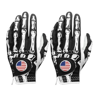 FINGER TEN Golf Gloves Men Left Hand Right, 2 Pack(BlackBones, Large Left