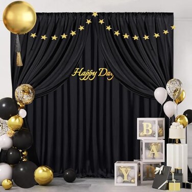 SoarDream Black Backdrop Curtains 20ftx10ft Halloween Polyester Photo Drapes