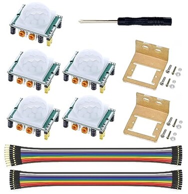 WWZMDiB 5 Pcs PIR Sensor Compatible with HC-SR501 PIR Motion Module for Arduino Raspberry Pi STM32 (Comes with 2 Dedicated Cases