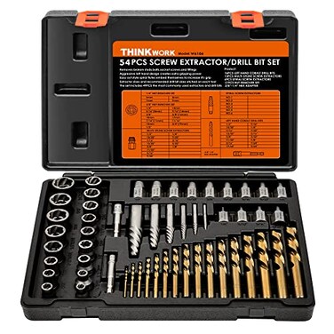 THINKWORK 54-Piece Broken Bolt Extractor Kit with Easy Out Screw Extractor Set