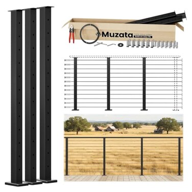 Muzata 8-12ft Modular Cable Railing Kit for Deck Surface Mount 42in RW19