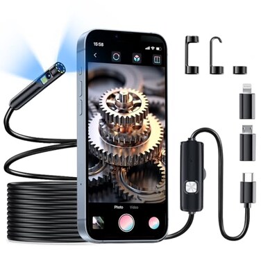 TLMUSE Borescope, Endoscope Camera with Light- 1920P HD Inspection Camera with Light, Dual Lens with 81 Adjustable LED Lights, IP67 Waterproof for Android, iPhone, iPad