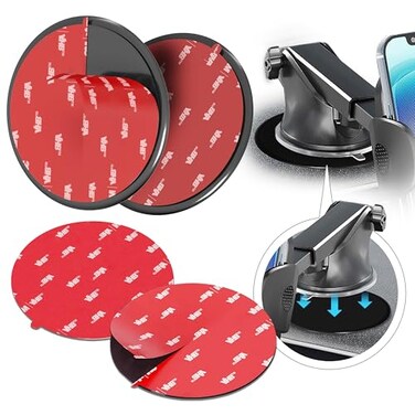 MASIGO Adhesive Dashboard Mounting Disk Set for Suction Cup Car Mounts &ndash; 3.74" (95mmWide &ndash; Secure Hold for Phone Holders, GPSDash Cams &ndash; Includes 2 Disks2 Replacement Pads