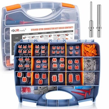 JRready ST6496 Deutsch DTM 2/3/4/6/8/12 Pin Connector Kit, Solid Contacts