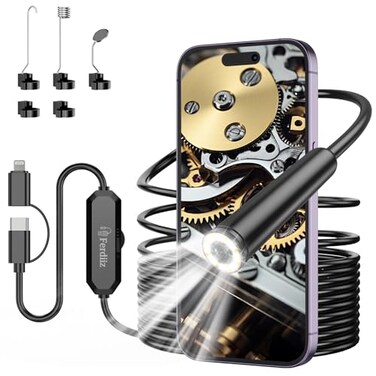 Ferdiiz 1920P HD Borescope, 16.4ft Semi-Rigid, iPhoneAndroid