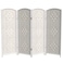 Red Lantern 4 ft. Short Diamond Weave Fiber Folding Screen - White - 4 Panel