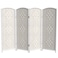 Red Lantern 4 ft. Short Diamond Weave Fiber Folding Screen - White - 4 Panel