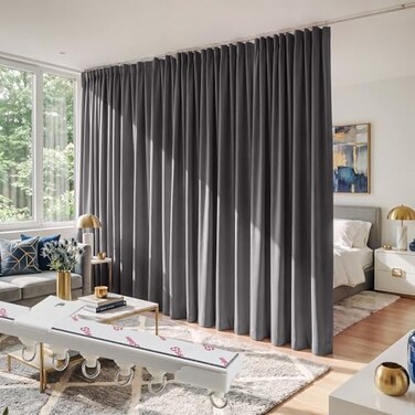RYB HOME Room Divider Curtain Set with Ceiling Track, Privacy Proctect