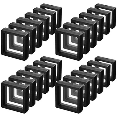 Queekay 60 Pcs 3D Floating Display Case 2.8 x 2.8 x 0.8 Inch Black