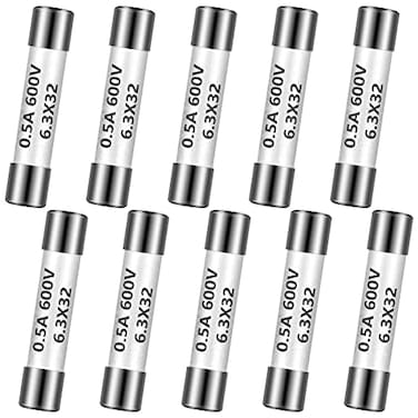 Kingdder 10 Pcs 0.5A 600V Multimeter Fuse, Ceramic Fast Acting