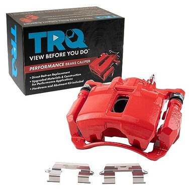 TRQ Front Left Brake Caliper w/Bracket Performance Red Drivers Side