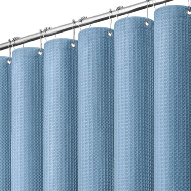 Dynamene Extra Long Waffle Shower Curtain 256 GSM 72"x84" Moonlight Blue