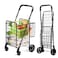 IRONMAX Foldable Grocery Shopping Cart with Adjustable Handle, Black