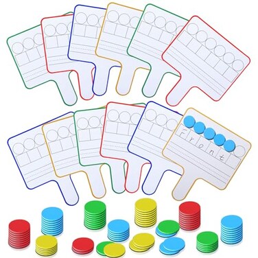 Seajan 12 Pcs Magnetic Answer Board Dry Erase Double Side Handheld, Multi