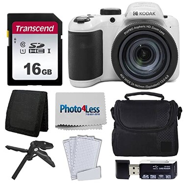 Kodak PIXPRO AZ405 Digital Camera (White, 16GB Memory Card, Camera Case, Accessories - Ultimate Bundle