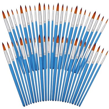 Sherr 48 Pcs Paint Brush Set Bulk, 0.35, 0.28, 0.2, 0.16 Inch, Round Style