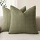 Foindtower Boho Linen Check Decorative Throw Pillow Covers 20×20 Sage Green