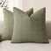 Foindtower Boho Linen Check Decorative Throw Pillow Covers 20×20 Sage Green