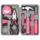 Hi-Spec Tool Set 25pc Pink Household DIY Tool Kit for Women. Small Mini Tool Box Set of Starter Basic Ladies Tools