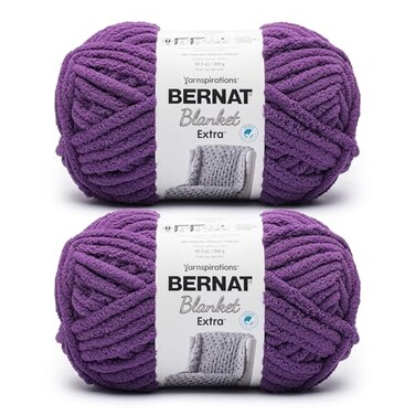 Bernat Blanket Extra, Chunky Yarn for Crocheting, Pow Purple, 2-Pack