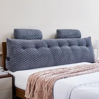 EUHAMS Headboard Pillow King with Neck Roll, Triangular Backrest Pillow