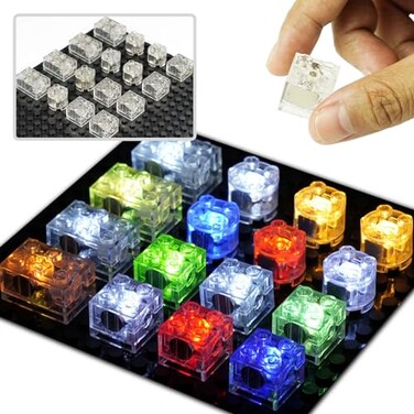 Pasacho Lights Bricks Accessories, 16pcs 2x2 2x3 Clear LED Light Up Kit