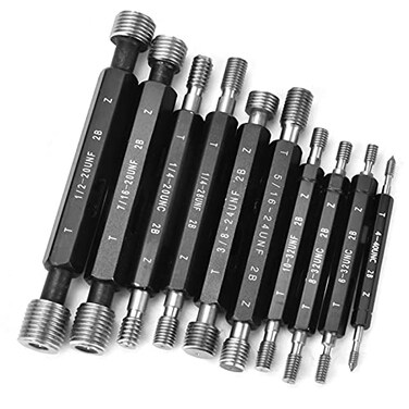 YWBL-WH 10Pcs Thread Plug Gage Nut Bolt Thread Checker Double End Through Stop Measurement Hand Tool (Imperial Thread