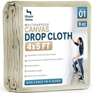 Utopia Home Canvas Drop Cloth 4x5 Ft, Drop Cloth for Painting, 1 Pack