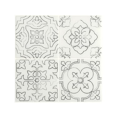 Smart Tiles Peel and Stick backsplash, Square WhiteGray, 9"x9