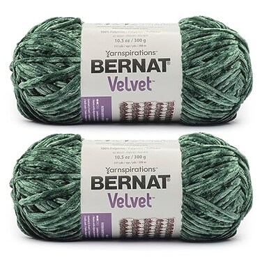 Bernat Velvet Soft Yarn for Crocheting, Pine, 2-Pack