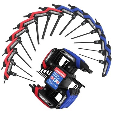 WORKPRO 14PCS T-Handle Allen Wrench Set, MetricSAE Long Hex Key Wrenches