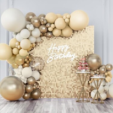 Kate Champagne Gold Shimmer Wall Backdrop, 24pcs Sequin Panels