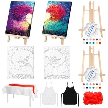 Zhanmai 2 Pack Sip and Paint Kit for Couples Date Night