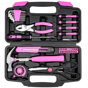 DOWELL Tool Set, 40 Pcs Tool Kit, Screwdriver Set With Storage Case, Pink
