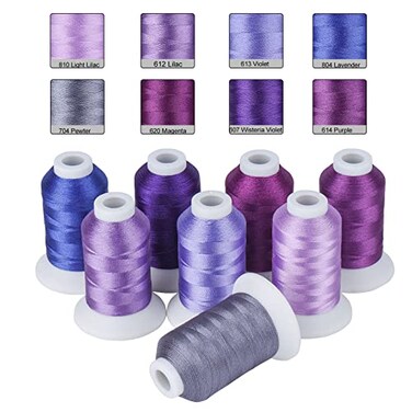 Simthread 8 Shades 550Yds Each 40WT Polyester Embroidery Thread Purple Set
