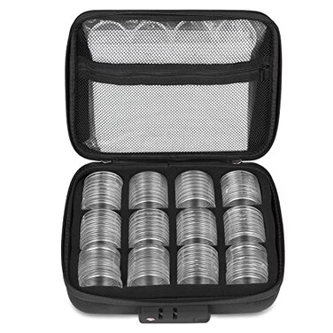 MUDOR 100 Pieces Silver Dollar Coin Holder, 46mm Storage Case with Lock