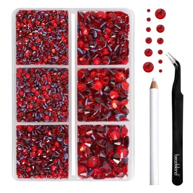 Beadsland Hotfix Rhinestones,Light Siam,Mixed 6 Sizes 4000pcs