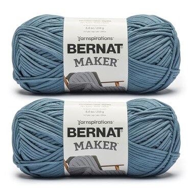 Bernat Maker, Cotton Soft Yarn for Crocheting, Steel Blue, 2-Pack
