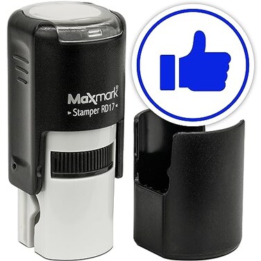 MaxMark Round Self Inking Emoji Stamp - Like - Blue Ink