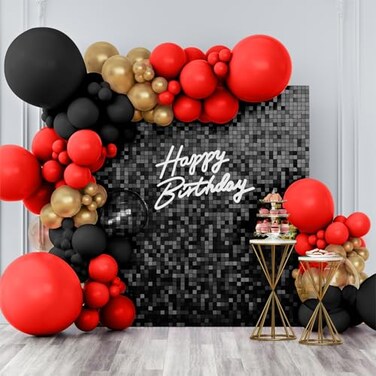 Kate Black Shimmer Wall Backdrop, 24pcs Sequin Panels