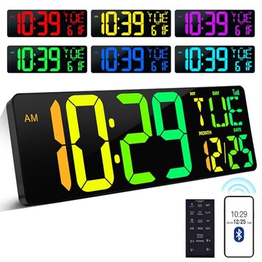 CYMHCHL 17.2" Large Digital Wall Clock with Bluetooth Auto Sync Time Big Timer