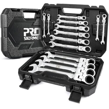 Prostormer 14-Piece SAE Flex-Head Ratcheting Wrench Set