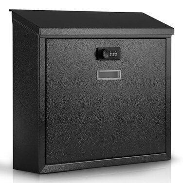 xydled Mail Boxes with Combination Lock,Locking Mailbox Wall Mounted, Black
